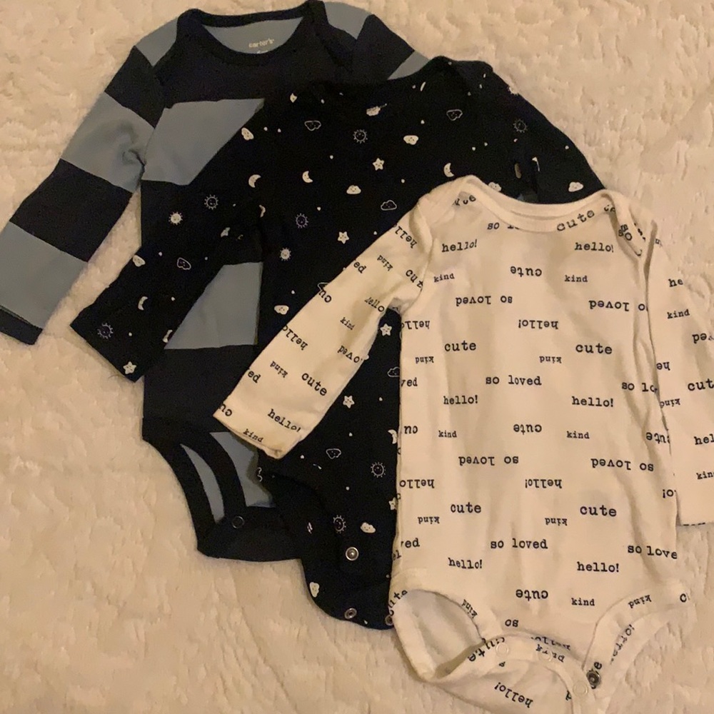 Carters baby boy 3 pack long sleeve bodysuits
